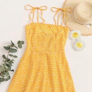 SHEIN Self Tie Shoulder Shirred Back Sundress